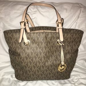 Michael Kors Brown Leather Logo Tote Bag